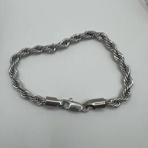 Men's Silver Rope Chain Bracelet, stainless steel